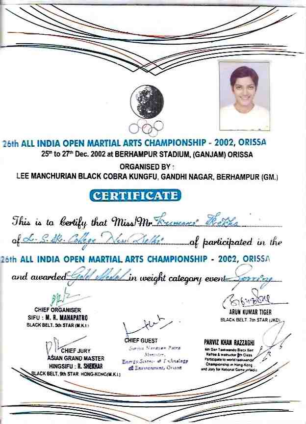 26th All India Open Martial Arts Championship -2002