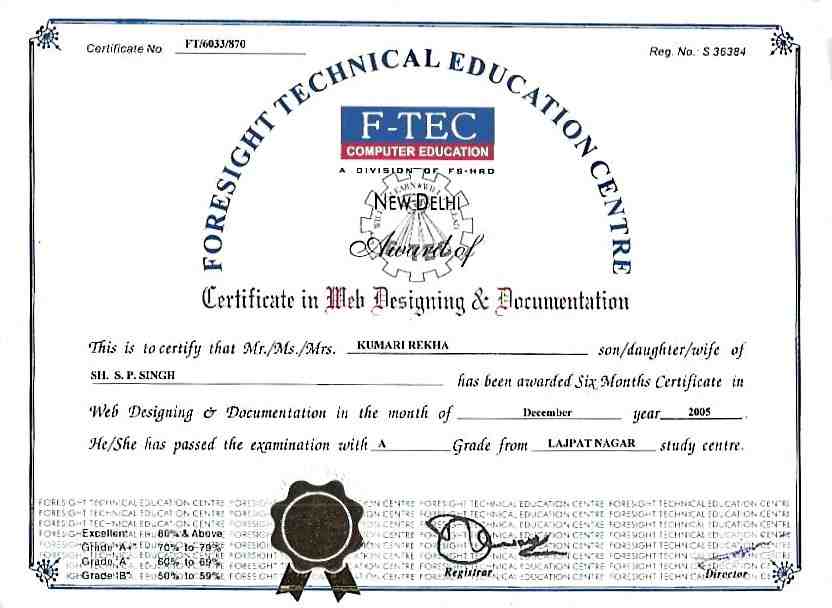 F Tec Computer Education – Web designing Documentation – 2005